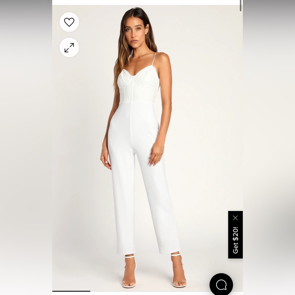 The perfect lace white bustier slim leg jumpsuit